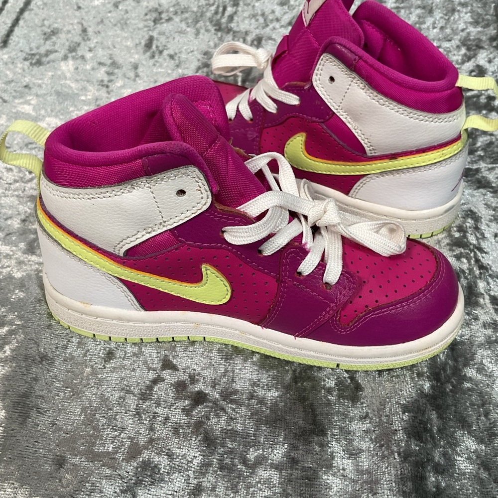 Jordan Kids Sneakers - Fuchsia and Lime